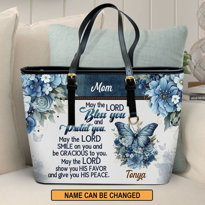 Personalized Christian Leather Handbag, May The Lord Bless You and Protect You Leather Handbag โ Custom Name Religious Gift for Mom BLAF21